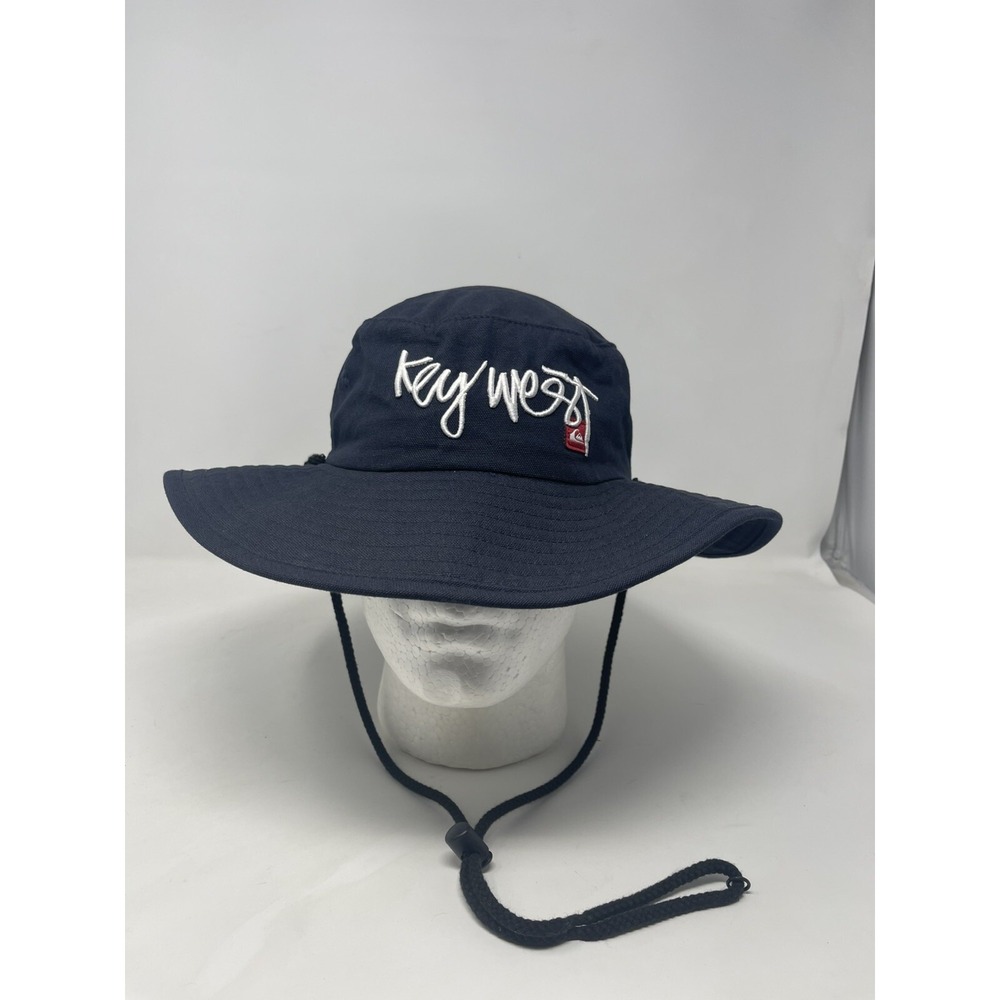 Rare Quiksilver Key West Bushmaster Bucket Hat Blue Men's XL Drawstring Chin